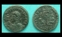 Licinius II, Siscia, Victory on Globe Portrait